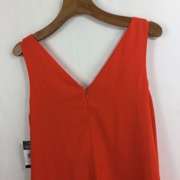 Ralph Lauren Womens Crepe Sleeveless Shift Dress Vienna Orange Size 14 NWT - Picture 7 of 10
